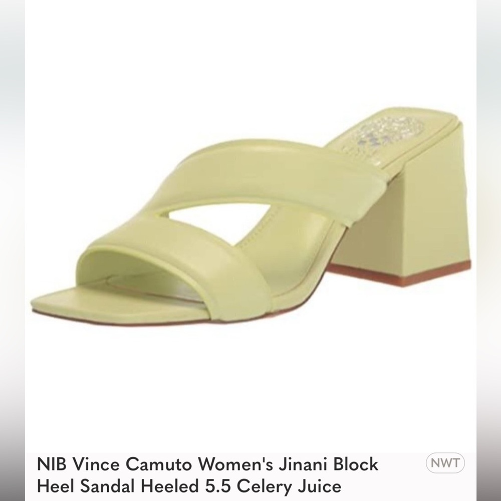 NIB Vince Camuto Women's Jinani Block Heel Sandal Heeled 5.5 Celery Juice